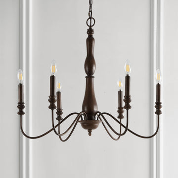 Victoria 29" Rustic Midcentury Iron LED Chandelier - JONATHAN Y